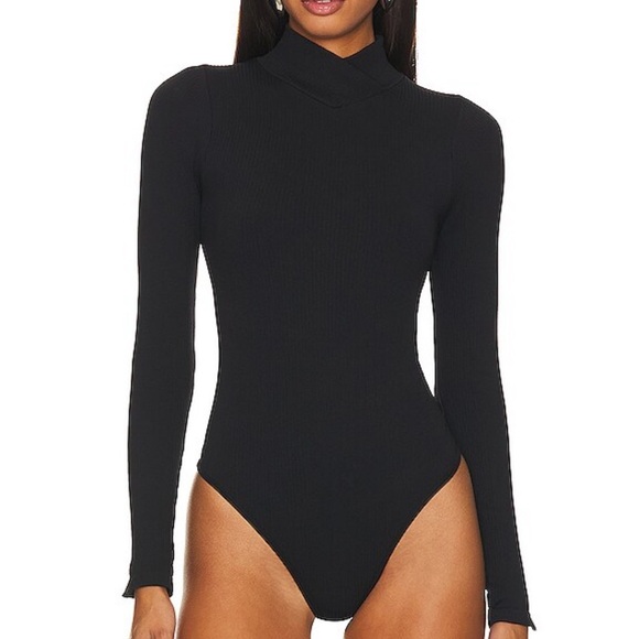 NWOT Free People Black Long Sleeve Tongue Tied Bodysuit- XL - Picture 2 of 6